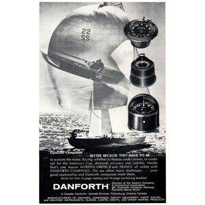 1971 Danforth Compasses Sailing Instruments Vintage Print Ad Yachting Wall Art
